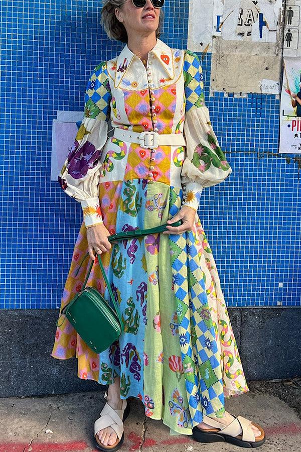 Indiana™ - Chic Print Belted Midi Dress