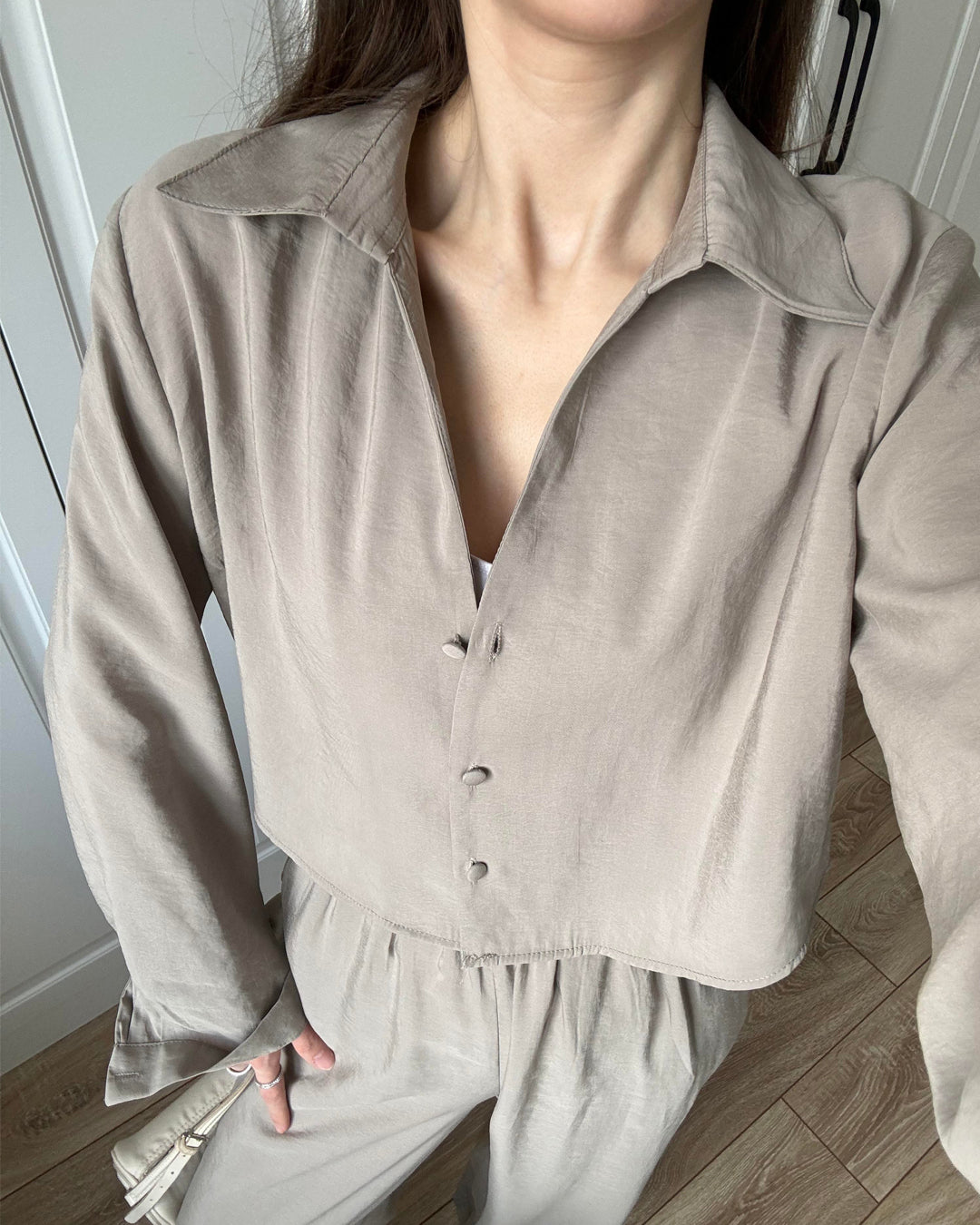 Casual Solid Color Shirt & Pants Two-piece Set