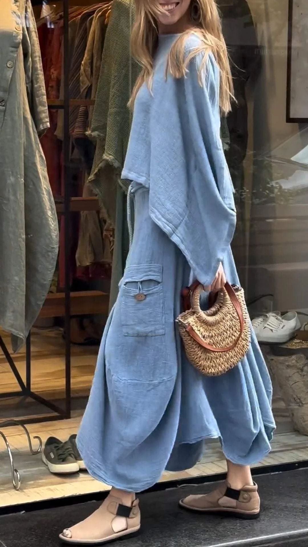 Casual Solid Color Loose Skirt Two-piece Suit