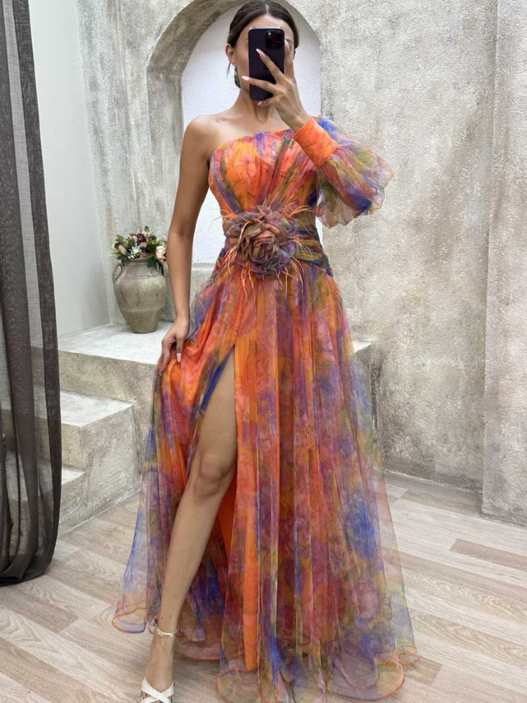 KAYLA - One-Shoulder Floral Maxi Dress