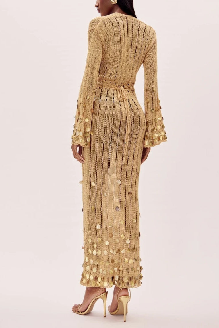 DOJA Gold Knit Maxi Dress