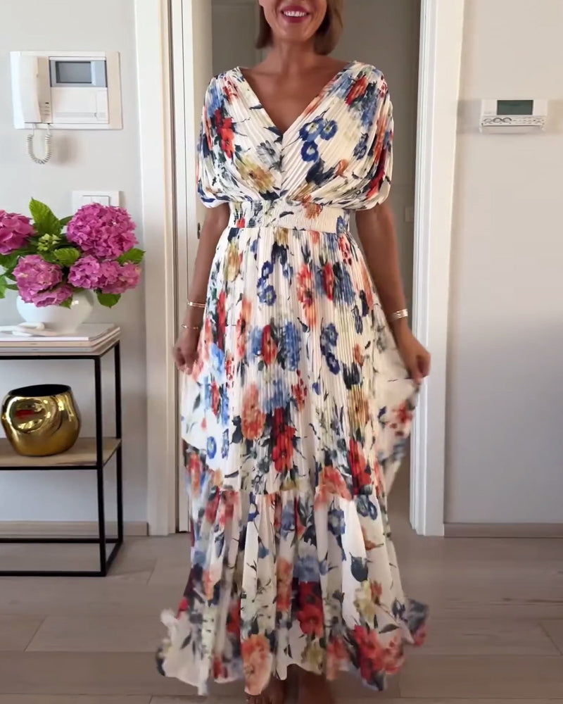 Carrie - Soft Floral V-Neck Maxi Dress