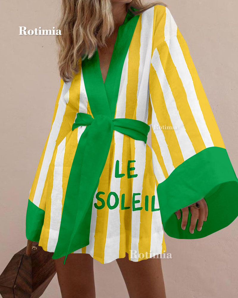 Holiday Streak Print Shirt & Shorts Two-Piece Set