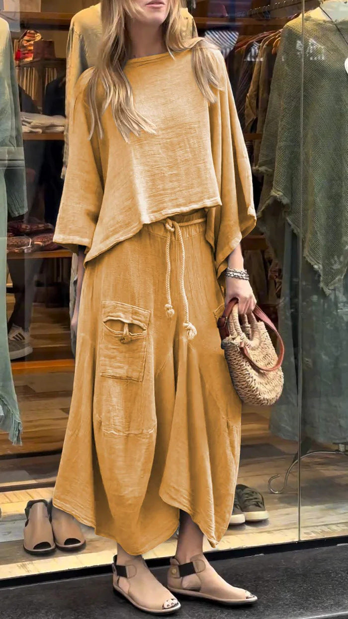 Casual Solid Color Loose Skirt Two-piece Suit