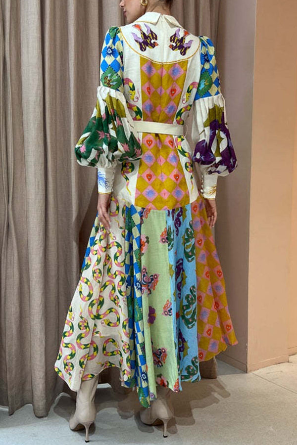 Indiana™ - Chic Print Belted Midi Dress