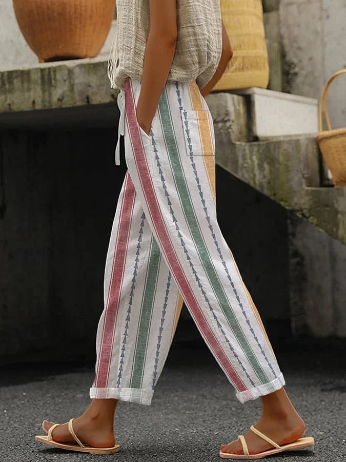 Printed Drawstring Pocket Casual Pants