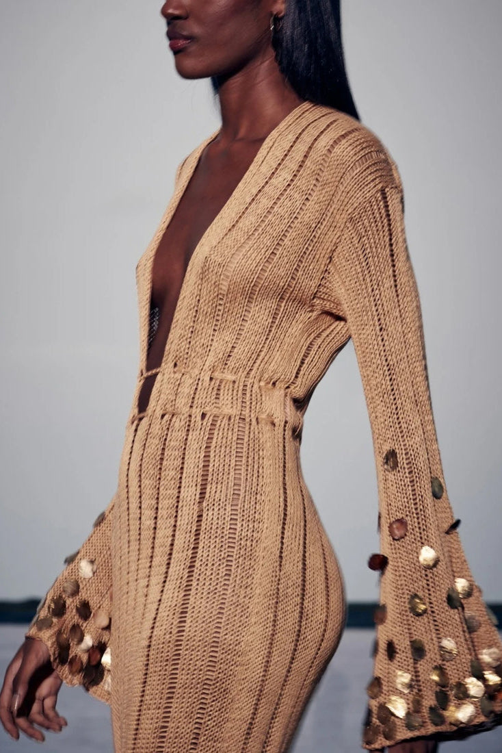 DOJA Gold Knit Maxi Dress