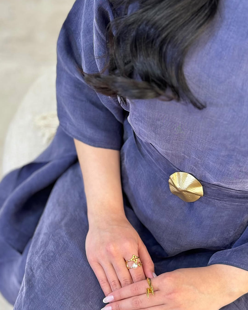 Elegant Solid Color Belt Decorative Dress