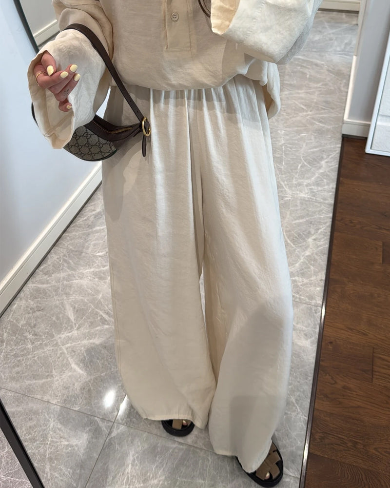 Casual Solid Lar Top & Pants Two-Piece Set