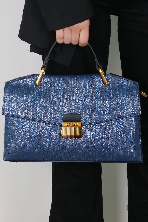 EMBOSSED SNAKE-PRINT BAG