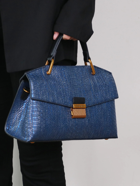 EMBOSSED SNAKE-PRINT BAG