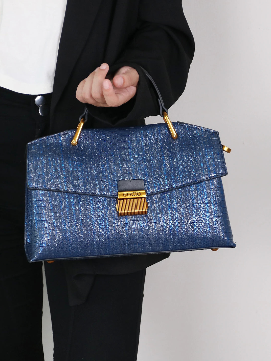 EMBOSSED SNAKE-PRINT BAG