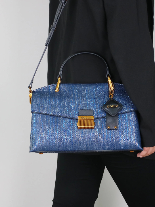 EMBOSSED SNAKE-PRINT BAG