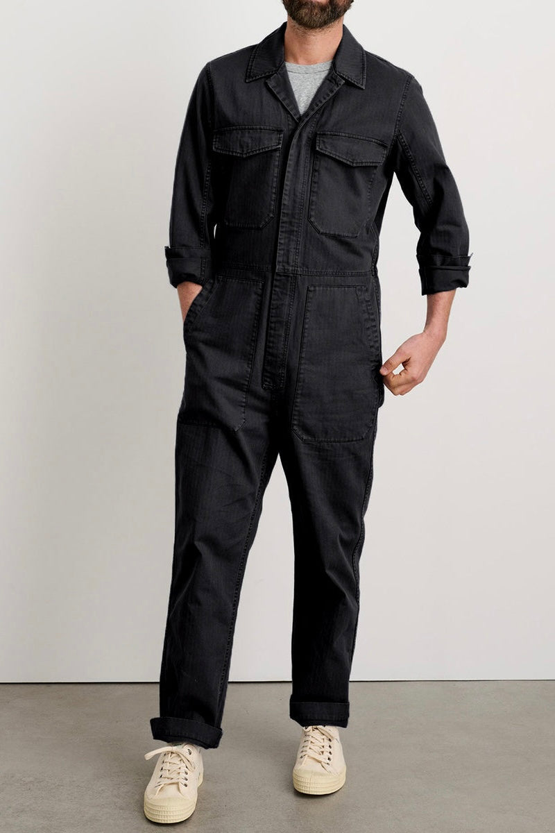 UrbanFit Men's Slim-Fit Zipper Jumpsuit