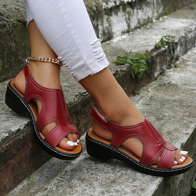 Jolie | Stylish Brown Wedge Sandals