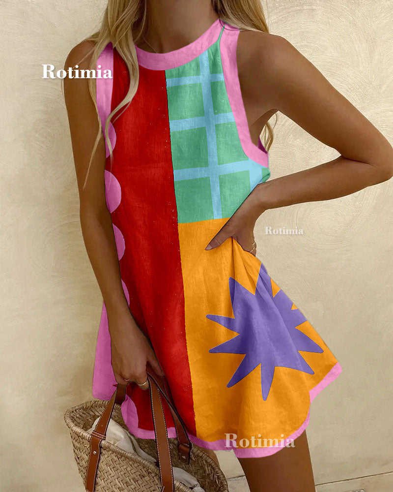 Abstract geometric print mini dress