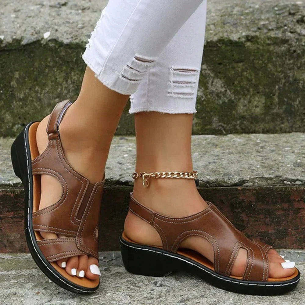Jolie | Stylish Brown Wedge Sandals