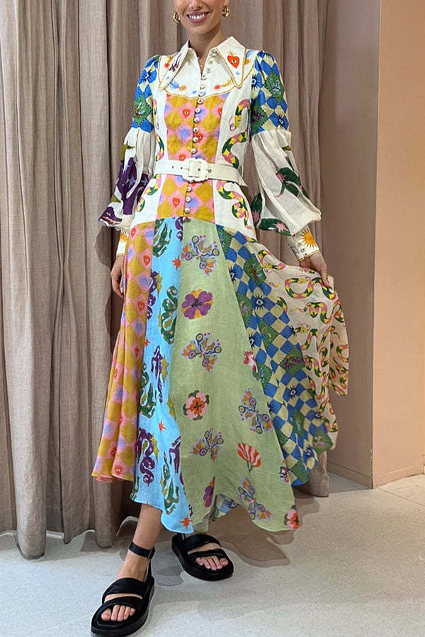 Indiana™ - Chic Print Belted Midi Dress