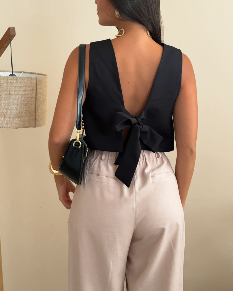 Fashion Lace-Up Short Top