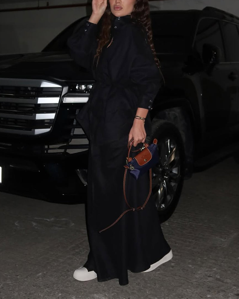 Casual Solid Shirt & Skirt Two-Piece Set