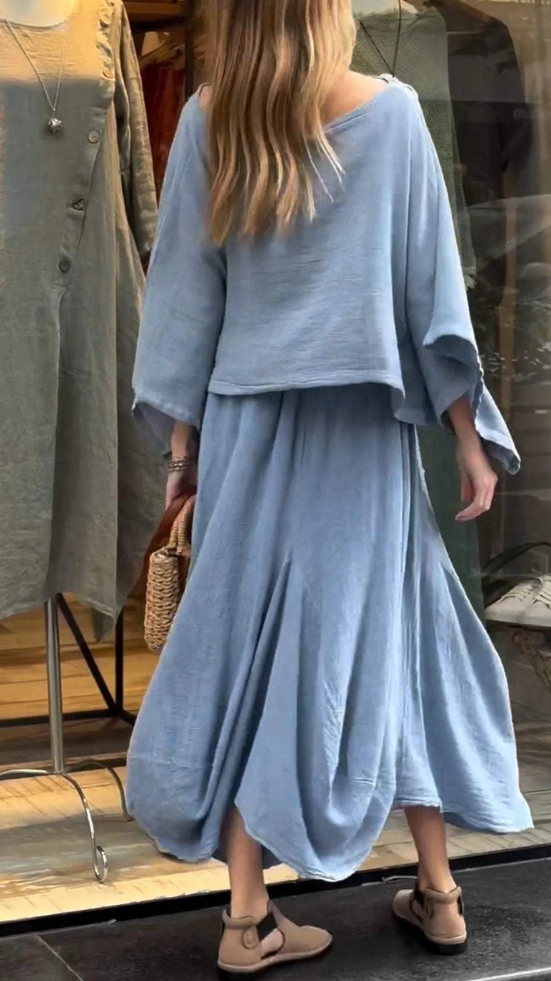 Casual Solid Color Loose Skirt Two-piece Suit