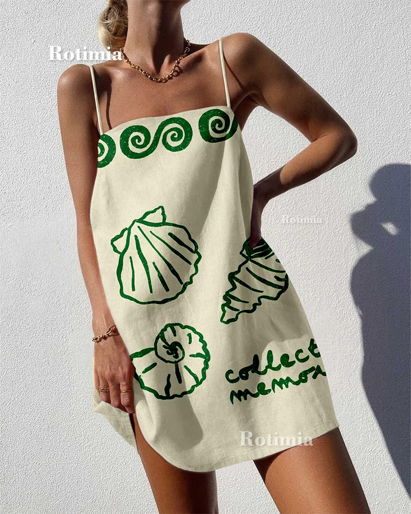 Sea Shell Printed Shirt Dress