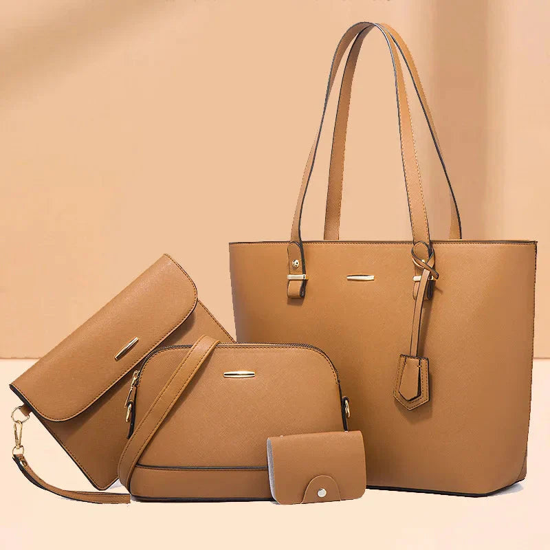 Hand and Shoulder Bags for Women Leather - 3-Piece Set