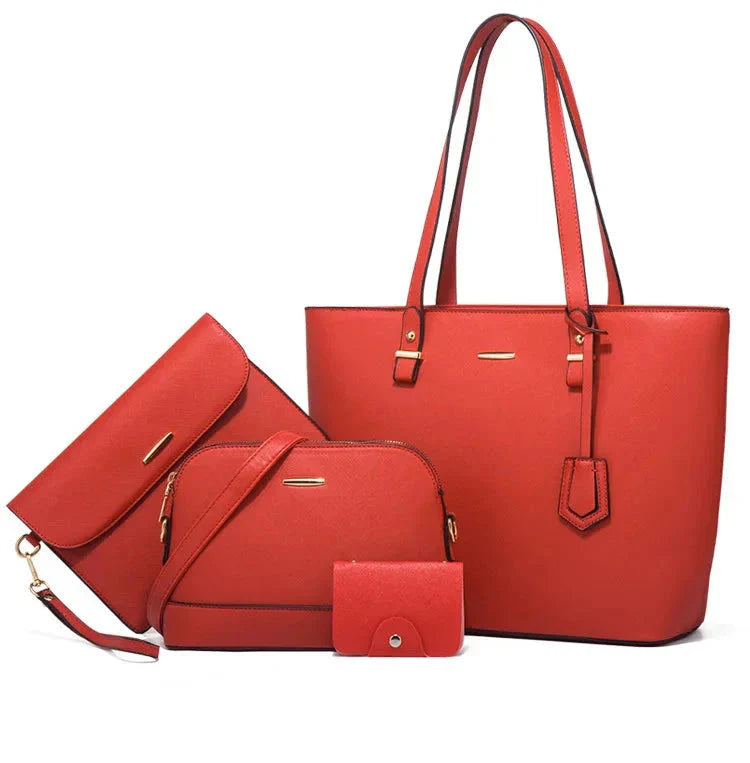 Hand and Shoulder Bags for Women Leather - 3-Piece Set