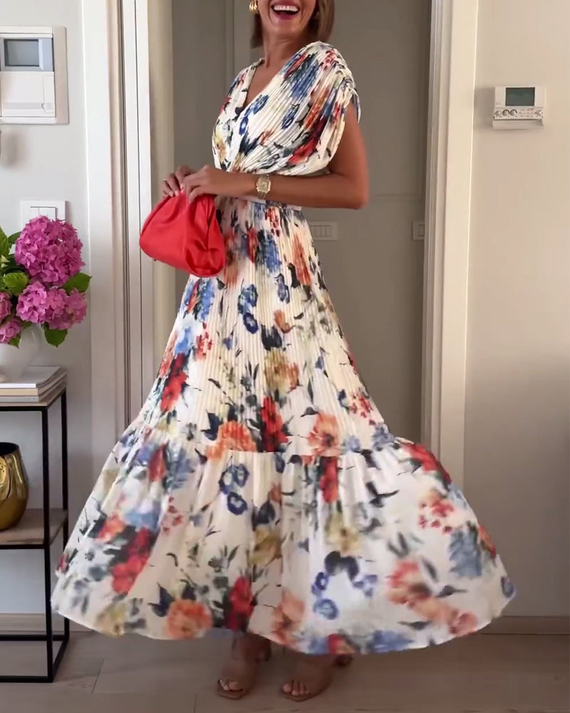 Carrie - Soft Floral V-Neck Maxi Dress