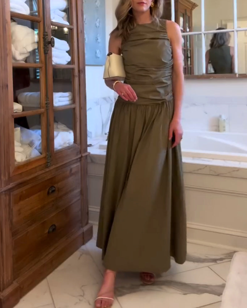 Fashion Sleeveless Pleated Dress