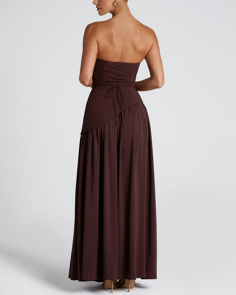 Elegant Asymmetric Slit Tube Strap Dress