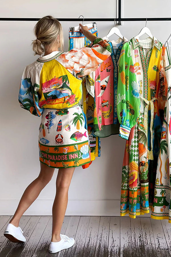 Kia™ - Summer Sophistication Belted Pocket Shirt Mini Dress