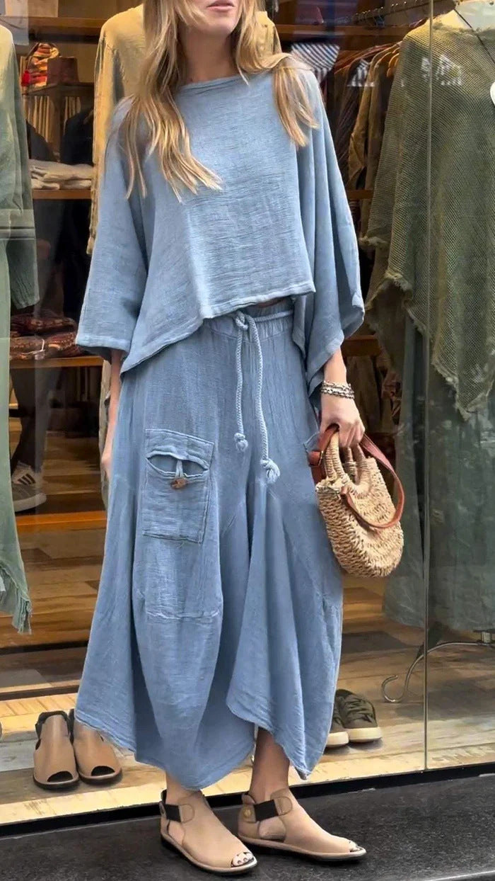 Casual Solid Color Loose Skirt Two-piece Suit