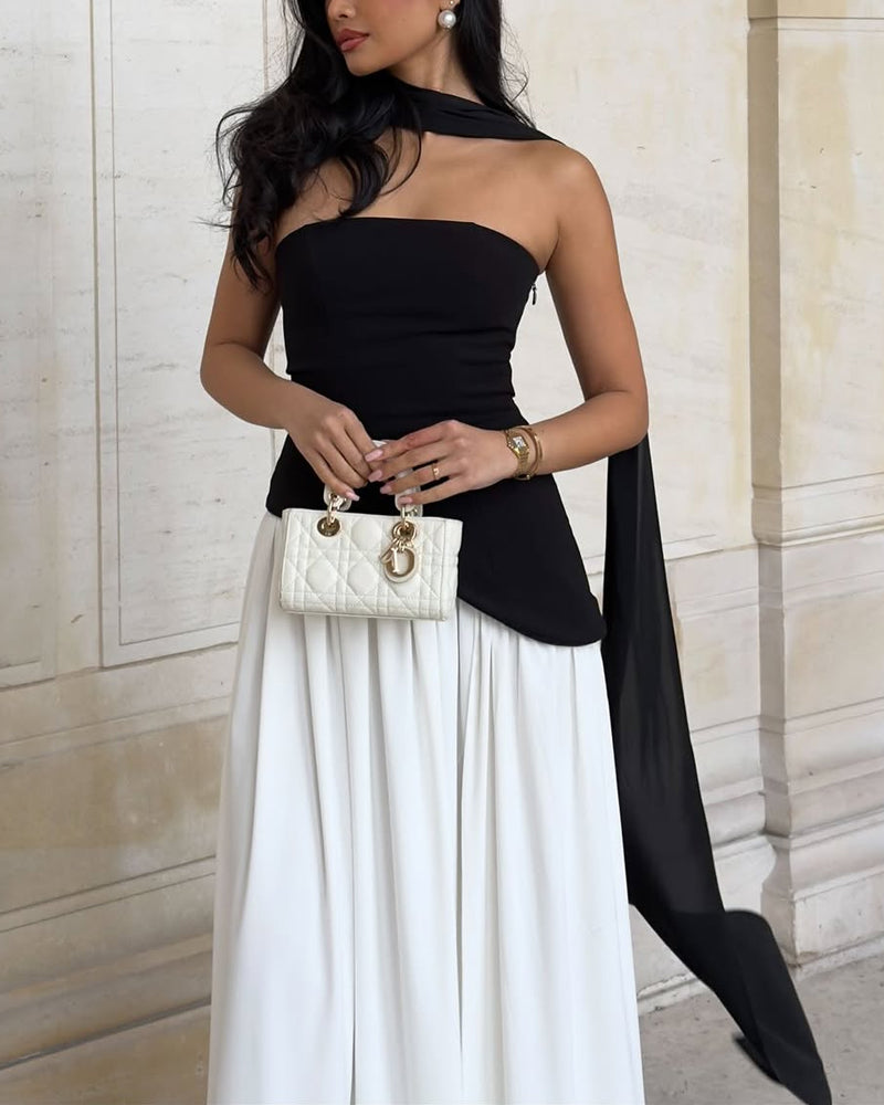 Elegant Asymmetric Slit Tube Strap Dress