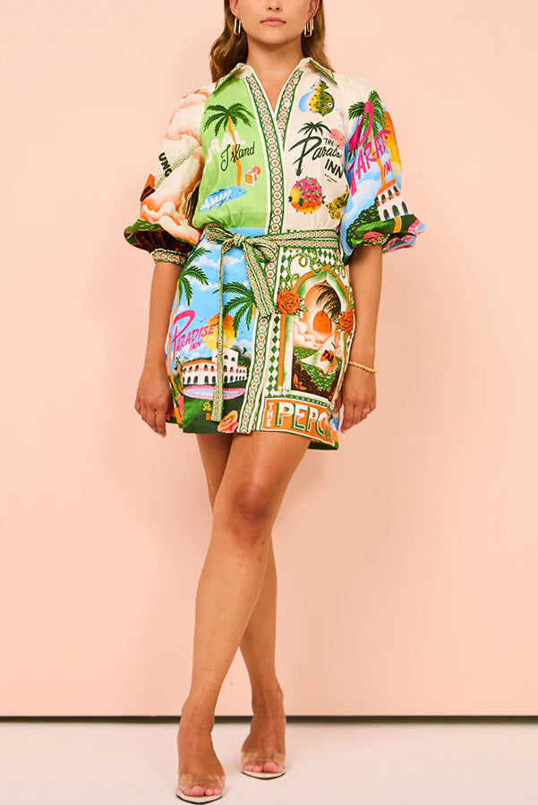 Kia™ - Summer Sophistication Belted Pocket Shirt Mini Dress