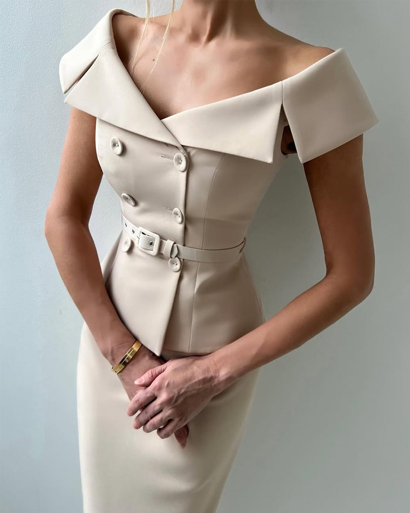 Fashionable Strapless Top & Overskirt Two-piece Set