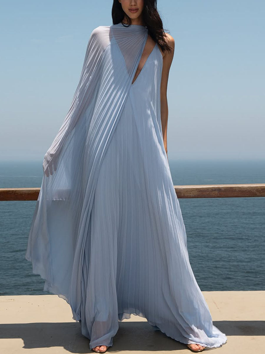 Pleated two-piece evening set