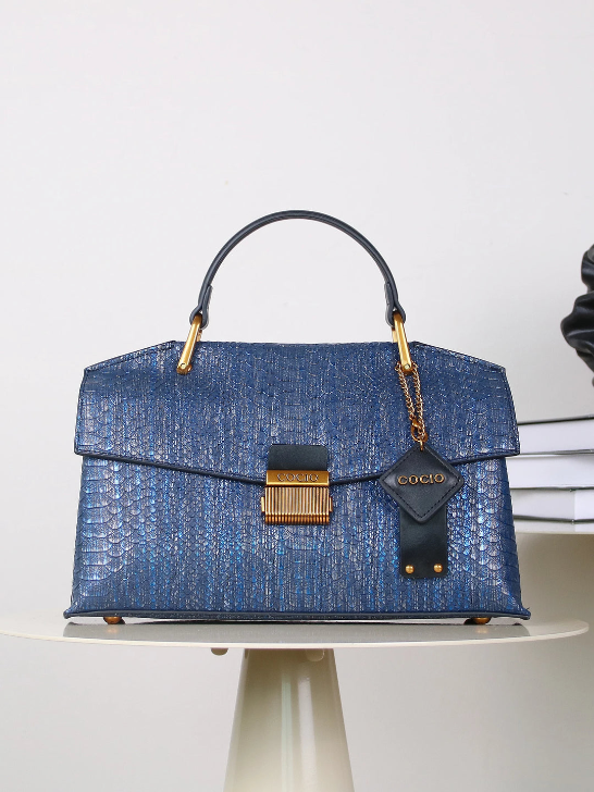 EMBOSSED SNAKE-PRINT BAG