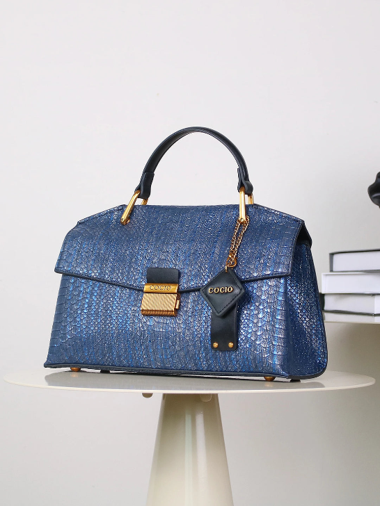 EMBOSSED SNAKE-PRINT BAG