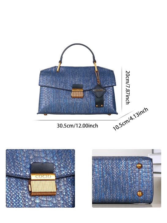 EMBOSSED SNAKE-PRINT BAG