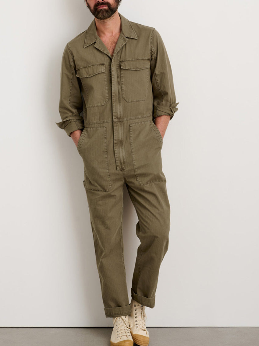 UrbanFit Men's Slim-Fit Zipper Jumpsuit