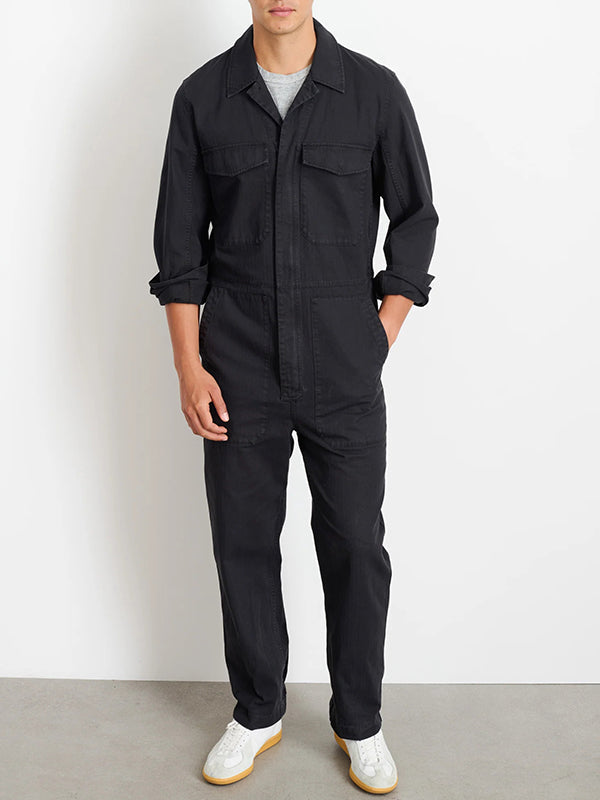 UrbanFit Men's Slim-Fit Zipper Jumpsuit
