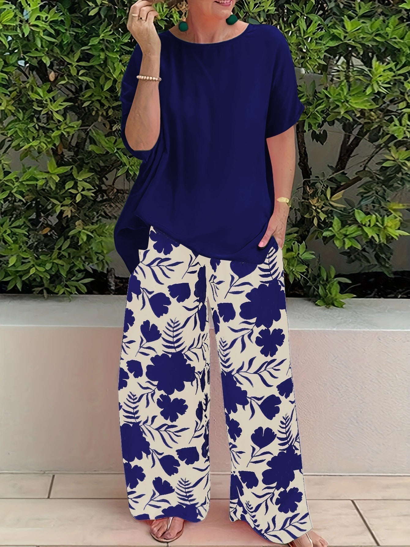 VANESSA - FLORAL WIDE-LEG PANTS SET