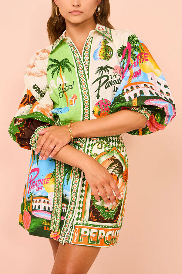 Kia™ - Summer Sophistication Belted Pocket Shirt Mini Dress