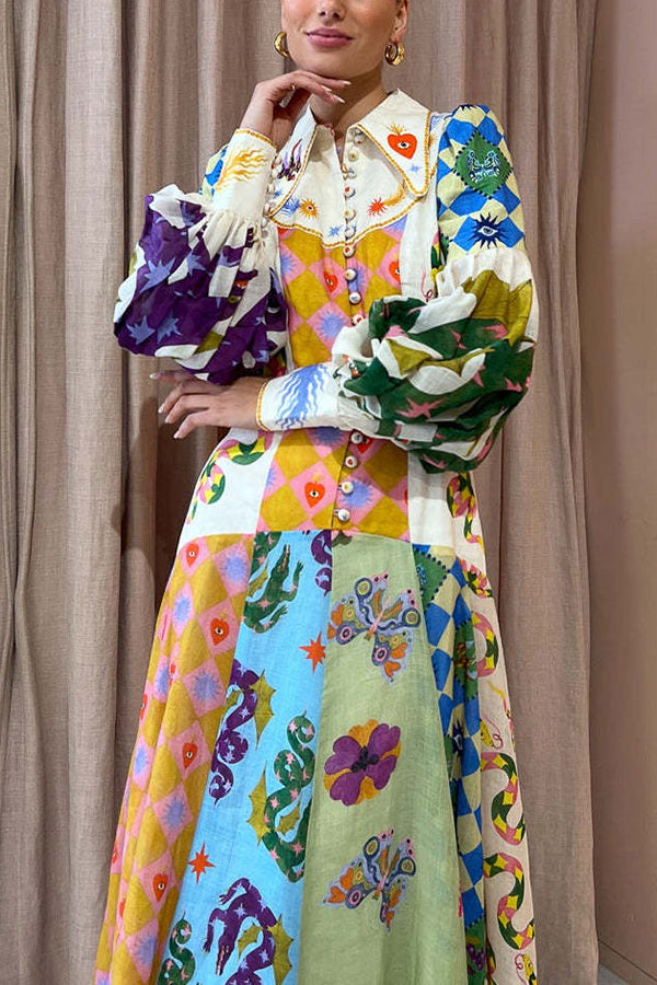 Indiana™ - Chic Print Belted Midi Dress