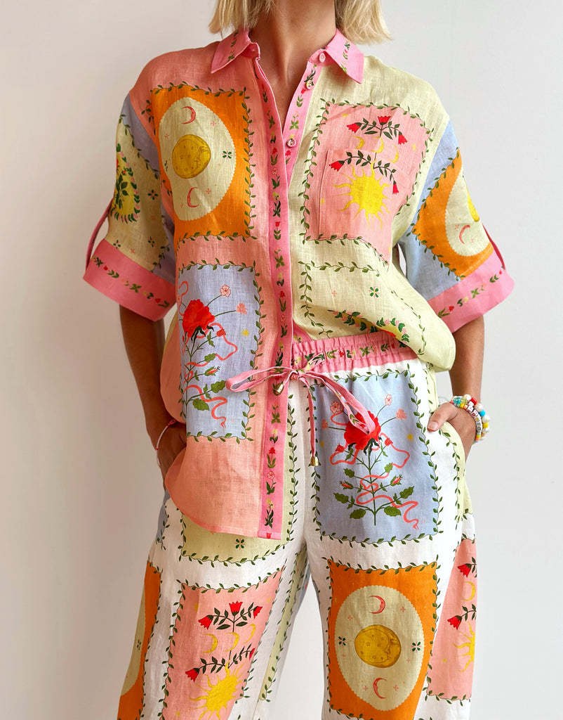 Fashion Print Shirt Trousers Suit