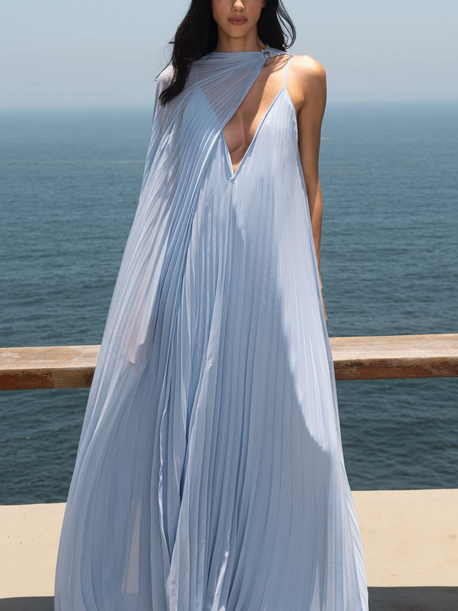 Pleated two-piece evening set