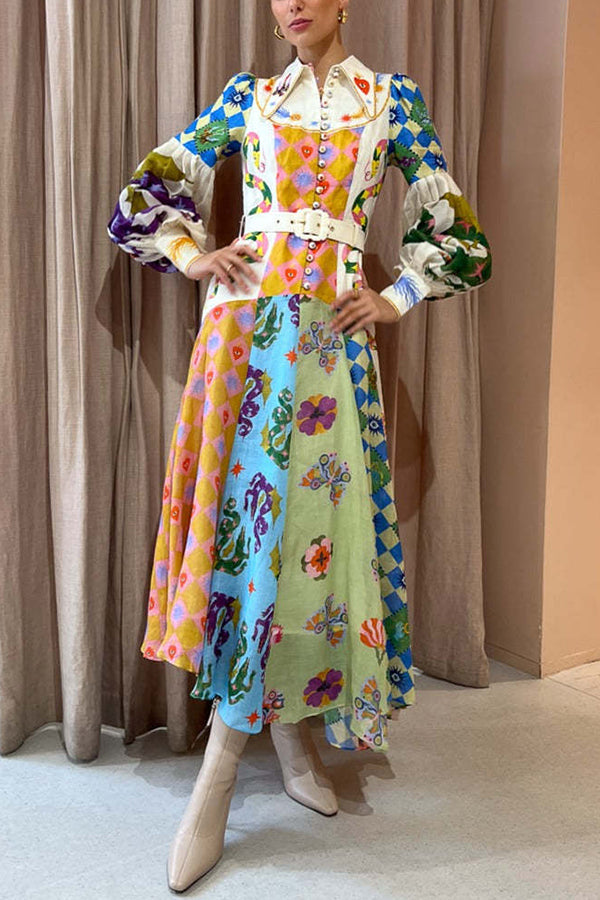 Indiana™ - Chic Print Belted Midi Dress