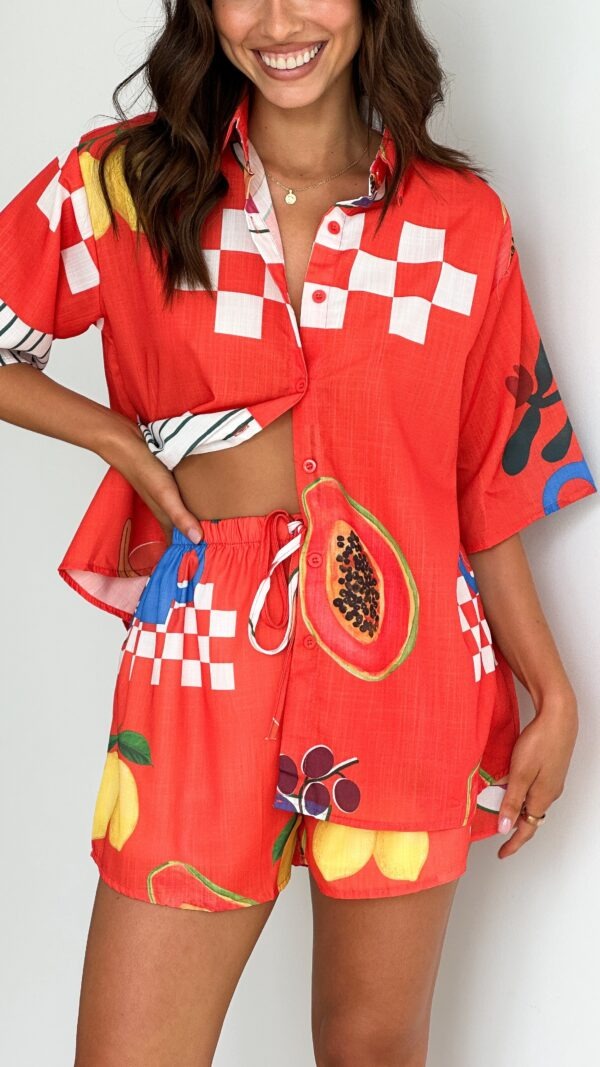 Hannah™ - Printed Shirt & Shorts Set