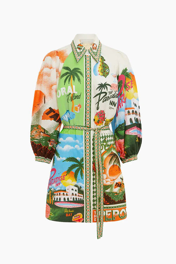 Kia™ - Summer Sophistication Belted Pocket Shirt Mini Dress